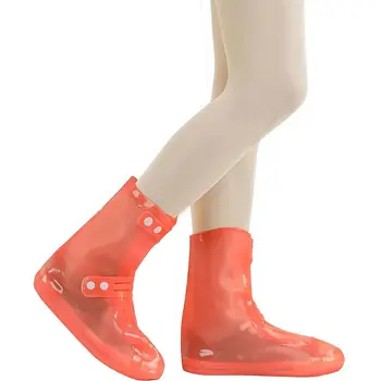 1 пара Оранжевых Чехлов Для Обуви Водонепроницаемый ПВХ Сплошной Цвет Непромокаемые Сапоги Протектор Для Женщин