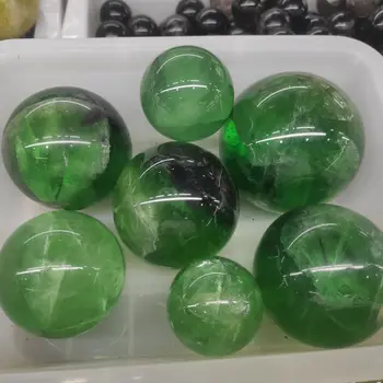 1 шт Натуральный зеленый шар из флюорита, кварцевый шар для отверждения кристаллов, спиртовой камень