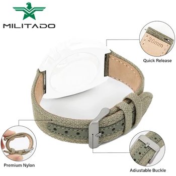 20-миллиметровый нейлоновый ремешок для часов Militado, армейский спортивный ремешок, браслет для наручных часов, универсальный сменный удобный браслет для наручных часов для мужчин