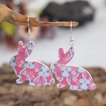 2023 Оптовая продажа Европейской и американской моды Пасхальный кролик Серьги с розовым кроликом для женщин и девочек