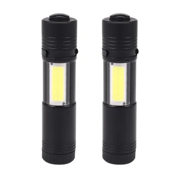 2X Новый мини портативный светодиодный фонарик Q5 XPE & COB Work Light Lanterna Мощная ручка-фонарик 4 режима использования 14500 или AA