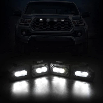 4 шт. светодиодных передних фонарей для Toyota Tacoma Raptor TRD Off Road Sport 2020 2021, внешняя лампа для гриля, белый свет