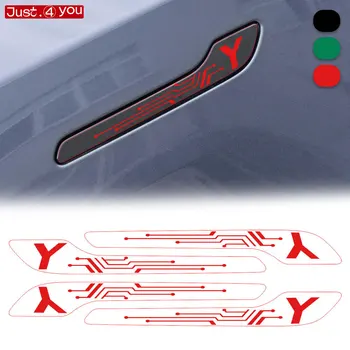 4X Наклейка на Дверную ручку для Стайлинга автомобилей Графические Наклейки для Tesla Model Y 2020-2023 Аксессуары