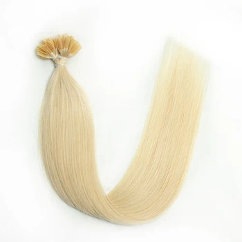 60 Платиновых блондинок, U-образное кератиновое наращивание волос, натуральные человеческие волосы, капсулы для ногтей Hot Fusion Italiana, предварительно склеенные 12-24 