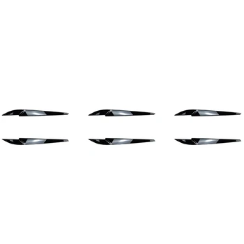 6X Крышка передней фары Головной светильник Накладка для век и бровей ABS для BMW X5 X6 F15 F16 2014-2018 Черный глянец