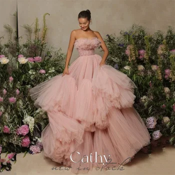 Cathy Sexy с открытыми плечами, элегантное бальное платье, выпускные платья, принцесса, блестящие многослойные платья, Vestidos De Noche