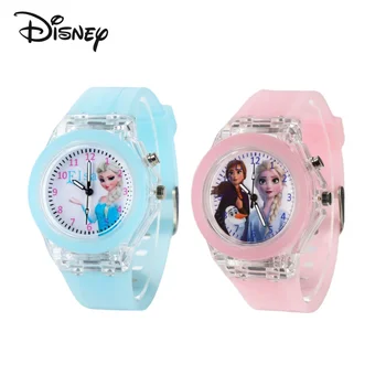 Disney Frozen Princess Pattern Led Flash Детские Часы Игрушки Пластиковые Кварцевые Наручные Часы Рождественские Подарки для Детей Frozen Watch