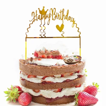 INS Arches Топпер для торта с Днем рождения Золотистые Акриловые топперы для торта на День рождения для детей Украшения для десертов для вечеринки в честь Дня рождения
