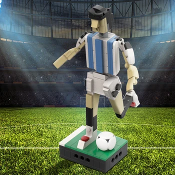 MOC Игрок Футбольной команды Аргентины Star Bricks Развивает Хобби Игрока Messi Champion Модель Строительного Блока Детская Игрушка Подарок На День Рождения