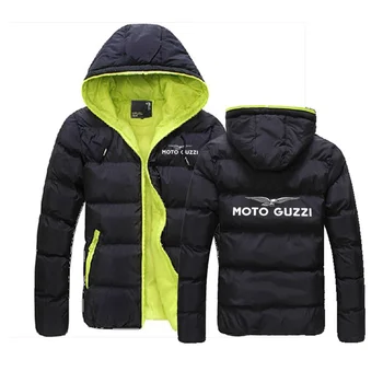 Moto Guzzi 90, Мотоцикл 2024, Новая теплая зимняя Повседневная верхняя одежда, мужская Однотонная куртка с капюшоном, простая Хлопковая Стеганая куртка