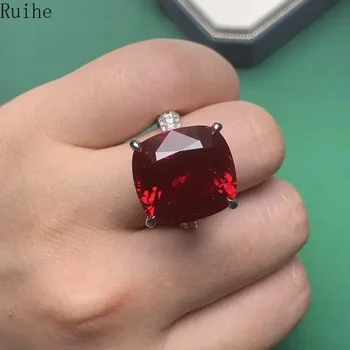 Ruihe New Custom Luxury Jewelry Design 32-каратные кольца с рубином, выращенным в лаборатории, из настоящего золота 18 карат с бриллиантами Для женщин и мужчин Engagementring