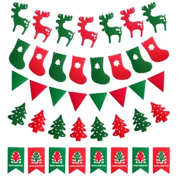 ZY DIY 5 Дизайнов Счастливого Рождества Флаг Дерево Олень Ботинок Войлок ручной работы Нетканый Войлок Украшение Дома Магазин швейных тканей DIY