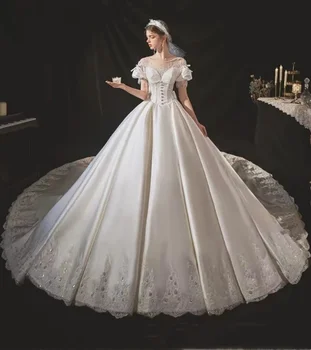 Ближневосточное Арабское роскошное свадебное платье, корсет, Кружевная аппликация, бусины, Винтажное свадебное платье для новобрачных, платье Принцессы на день рождения