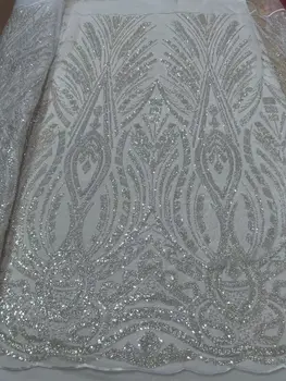 Высококачественные блестки и бисер, расшитые тюлевым кружевом J-1302498, французское сетчатое кружево для вечернего платья