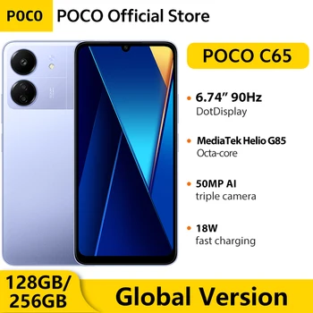Глобальная версия POCO C65 128 ГБ/256 ГБ MediaTek Helio G85 Восьмиядерный NFC 5000 мАч 18 Вт Зарядка 6,74 
