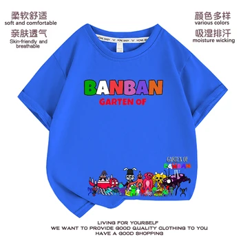 Детская футболка Game Garten of Banban, футболка с принтом Banban Garden, забавная футболка с круглым вырезом и мультяшным рисунком, детская летняя одежда, футболки-топы
