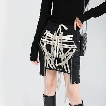 женская юбка осенняя мини-юбка Вязаная Хлопковая Готическая Геометрическая Кисточка Асимметричный Евро-Американский стиль плюс размер