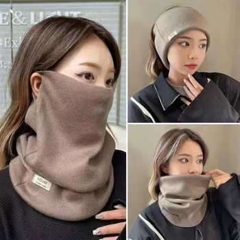 Женские осенние и зимние Корейские маски для ушей, сохраняющие тепло, защита шеи, шейный платок, Дикий шарф, утолщенная ветрозащитная маска