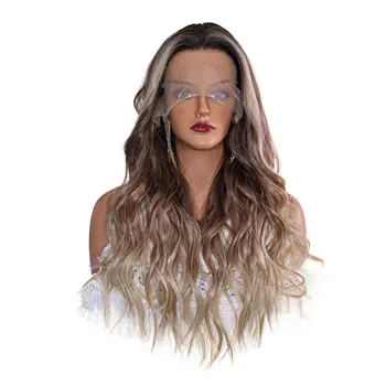 Женский длинный волнистый парик супер горячий продаваемый 32-дюймовый центральный завитый натуральный ежедневный парик