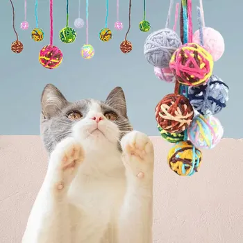 Игрушки для домашних кошек саморазвлекательны, их можно жевать и дразнить, игрушечные шарики для кошек, цветные шерстяные шарики, принадлежности для кошек, игрушки-непоседы для кошек, аксессуары