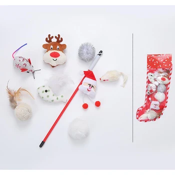 Игрушки для кошек в рождественской тематике, разные дизайны, маленькие игрушки для кошек с начинкой из колокольчиков, Санта, елки, снеговик, новая серия игрушек для кошек