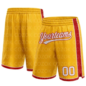 Изготовленные на заказ желтые аутентичные баскетбольные шорты с 3D принтом Мужские шорты Your Name Mumber Быстросохнущие пляжные шорты