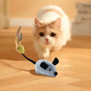 Интерактивная Игрушка Кошка Мышь ABS + Плюшевая Креативная Игрушка Кошка Пружинная Мощная Плюшевая Игрушка Мышь Перо Забавные Игровые Игрушки Для Кошек Поставки