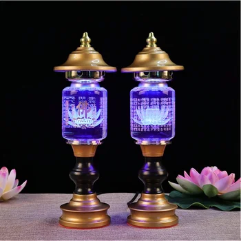 Лампа Fotai Changming, Бытовая Светодиодная Лампа Crystal Lotus, Лампа Для Подношения Будде Сердечной Сутры, Молитва, Фэн-Шуй, Посуда Будды