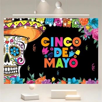 Мексиканский фон Let's Fiesta Цветочный карнавал Синко Де Майо Празднование Дня мертвых Фон для вечеринок