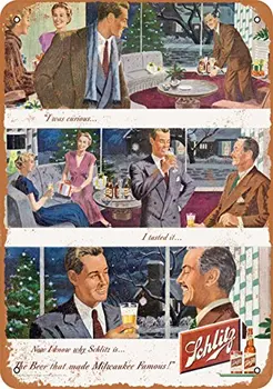Металлическая Вывеска - Пиво Schlitz 1948 года Выпуска - Винтажный Вид