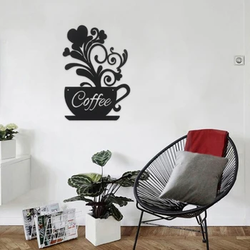 Металлическая вывеска с кофейной чашкой, настенный художественный декор, модель декоративного орнамента для украшения спальни в ресторане в общежитии