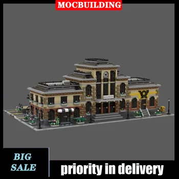 Модельный ряд современной железнодорожной станции MOC City в сборе, игрушка из серии Building Block Train Collection, подарок на день рождения