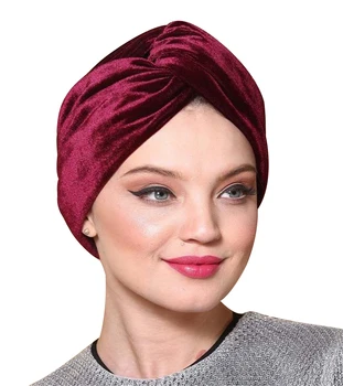 Новый зимний Бархатный Тюрбан, завязанный предварительно узлом, Цветная повязка на голову Для женщин, Гладкий платок, сохраняющий тепло снаружи, Аксессуары для волос