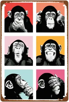 Ностальгический бумажный плакат в стиле Ретро, Металлическая настенная жестяная вывеска Животное Шимпанзе, Мои правила, пещера Человека, декор, Ретро Подарок, Винтаж