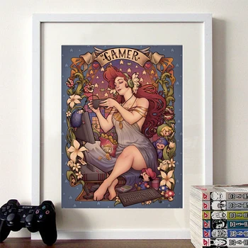 Ностальгический Игровой Плакат Medusa Dollmaker Playing Games Console Печатает На Холсте Живопись Ретро Настенное Искусство Изображение Женщин-Игроков