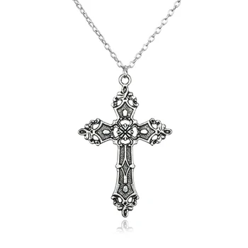 Ожерелье с подвеской в виде креста, цепочка для ключиц с тиснением в стиле барокко, ювелирные аксессуары в стиле панк-гот, колье для мужчин, прямая поставка
