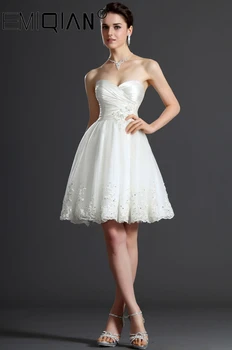 Пляжное свадебное платье длиной до колен, белое кружевное платье с аппликацией в виде сердечка, Vestido De Novia Robe De Mariee, короткие свадебные платья
