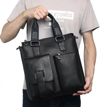 Портфель из натуральной кожи для мужчин, вертикальная сумка из натуральной воловьей кожи, мужская сумка через плечо, мужская сумка-тоут, мужская сумка-мессенджер формата А4