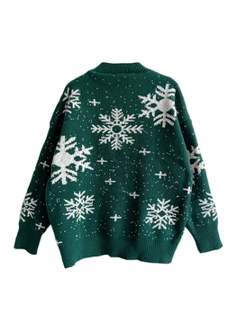 Рождественский свитер для женщин 2023, вязаный пуловер с круглым вырезом и длинным рукавом из мультфильма 