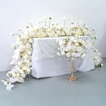 Роскошная белая роза лилия цветочный Бегун мероприятия реквизит стол центральные для свадьбы искусственные цветы для украшения