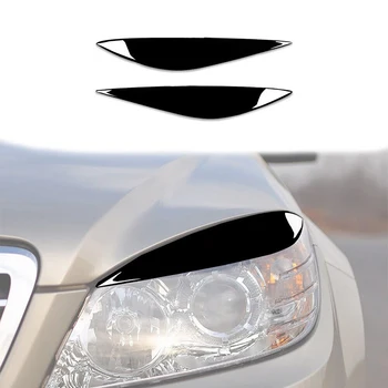 Седан Глянцевая Черная накладка на переднюю фару, накладка для бровей, Накладка для век, автомобильные наклейки для Mercedes Benz C Class W204 2008-2011