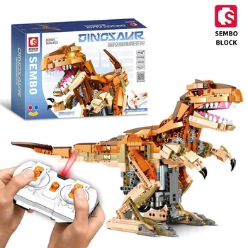 СЕМБО БЛОК Тираннозавр Рекс кирпичная модель динозавр с дистанционным управлением обучающая сборка игрушка мальчик подарок детям на день рождения украшения