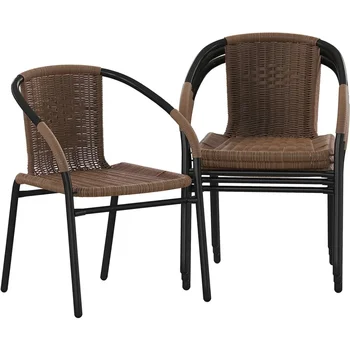 Складной стул для ресторана Lila 4 Pack из ротанга среднего коричневого цвета для внутреннего и наружного использования, универсальные и стильные кресла для кемпинга Без груза