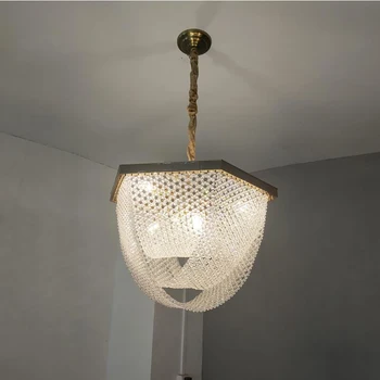 Современная хрустальная люстра с кисточкой в гостиной роскошная творческая художественная лампа столовая спальня теплое освещение