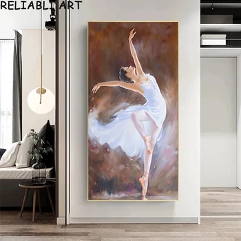 Современный портрет Танцующей Балерины, Картина на холсте, Настенное искусство для гостиной, Современная Галерея, Интерьер, Домашний декор, Без рамки
