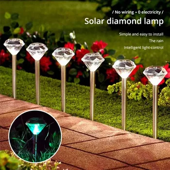 Солнечный прямой полюс diamond light LED на открытом воздухе водонепроницаемая заглушка для газона ландшафтный двор креативные садовые декоративные лампы
