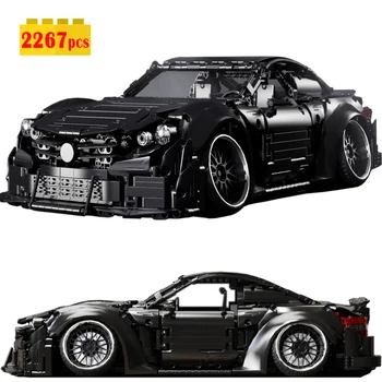 Спортивный автомобиль MOC Black Warrior, строительные блоки, идея сборки модели, гоночный автомобиль, совместимые кирпичи, игрушки для мальчиков, подарок на день рождения