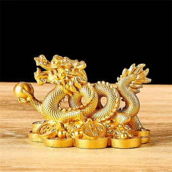 Статуэтка китайского дракона из смолы, скульптура талисмана Зодиака, 2024 Год Дракона, Декор для богатства, Удачи, художественные поделки, Статуэтки