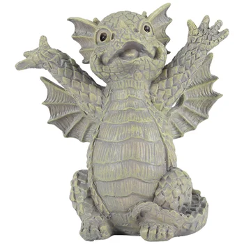 Статуя Медитирующего дракона в саду, 18 см, украшение из смолы для наружного двора-C