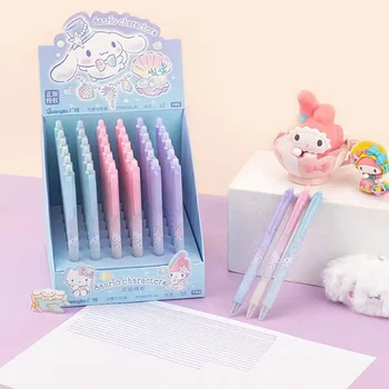 Стираемые Гелевые ручки Sanrio Hello Kitty 36шт серии Kawaii Ocean Имеют Свежий Желеобразный цвет, а студенты Используют Синий Ластик Moe